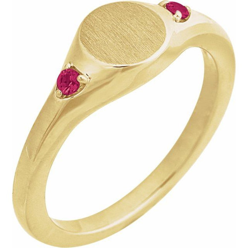 14K Yellow Engravable Natural Ruby Signet Ring