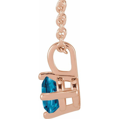 14K Rose Natural London Blue Topaz 16" Necklace 