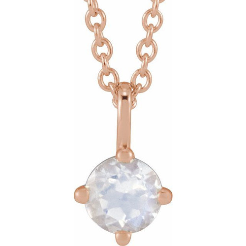 14K Rose Natural Blue Moonstone 16" Necklace 