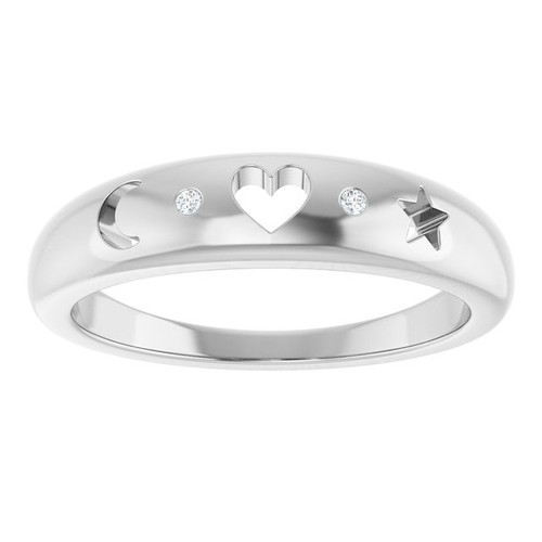 Sterling Silver .015 CTW Natural Diamond Celestial Pierced Ring