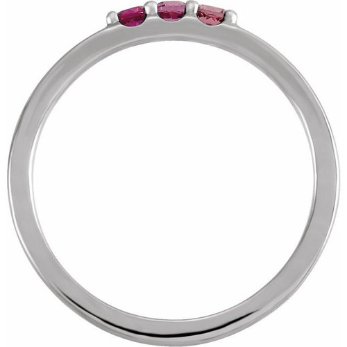 Sterling Silver Natural Pink Multi-Gemstone Midi Ring