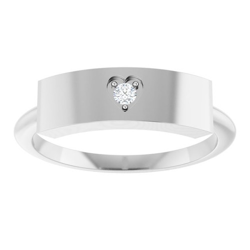 Sterling Silver .03 CT Natural Diamond Engravable Heart Ring 