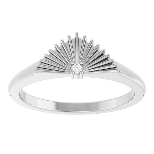 Sterling Silver .015 CT Natural Diamond Fan Ring