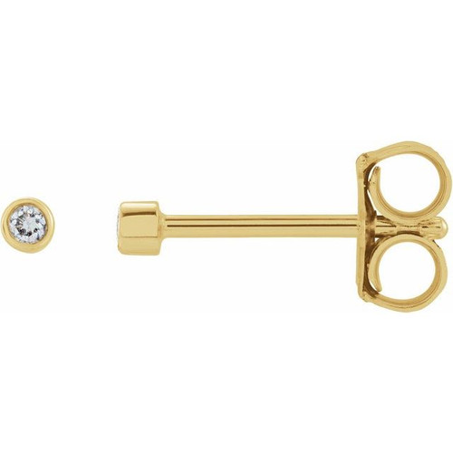 14K Yellow .02 CT Natural Diamond Micro Bezel Single Stud Earring