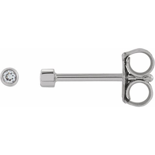 14K White .02 CT Natural Diamond Micro Bezel Single Stud Earring