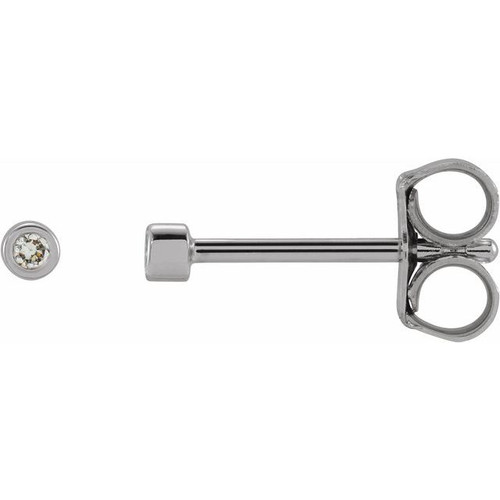 14K White .01 CT Natural Diamond Micro Bezel Single Stud Earring
