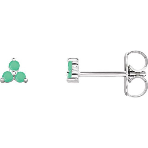 Sterling Silver Natural Chrysoprase Three Stone Earrings |$192