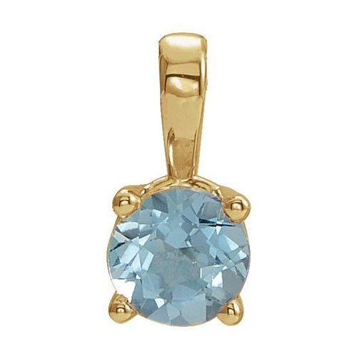 14K Yellow 3 mm Natural Aquamarine Pendant