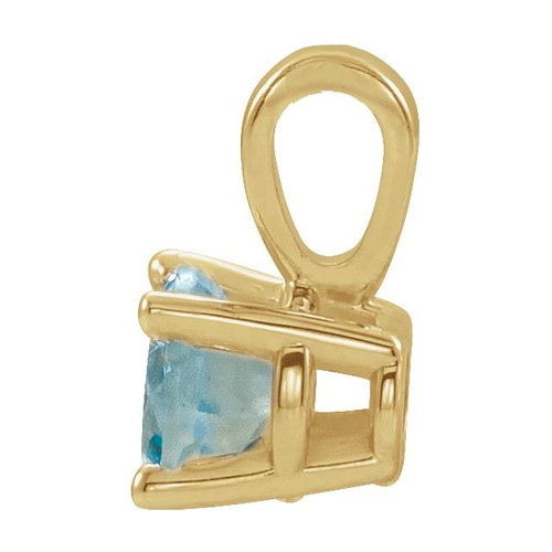 14K Yellow 3 mm Natural Aquamarine Pendant