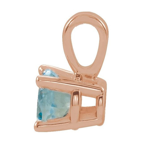 14K Rose 3 mm Natural Aquamarine Pendant