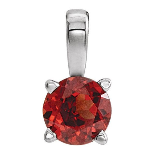 Platinum 4 mm Natural Mozambique Garnet Pendant