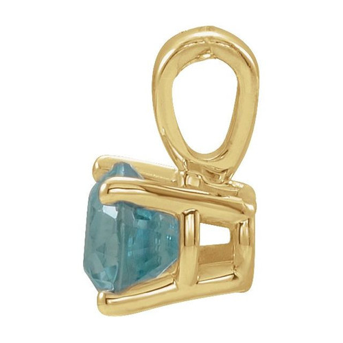 14K Yellow 3 mm Natural Blue Zircon Pendant
