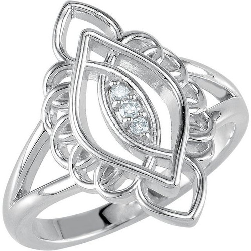 Sterling Silver .04 CTW Natural Diamond Filigree Ring