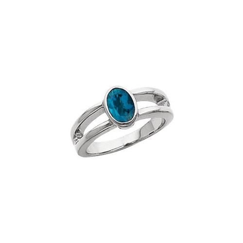 Sterling Silver 7x5 mm Oval Natural London Blue Topaz Ring
