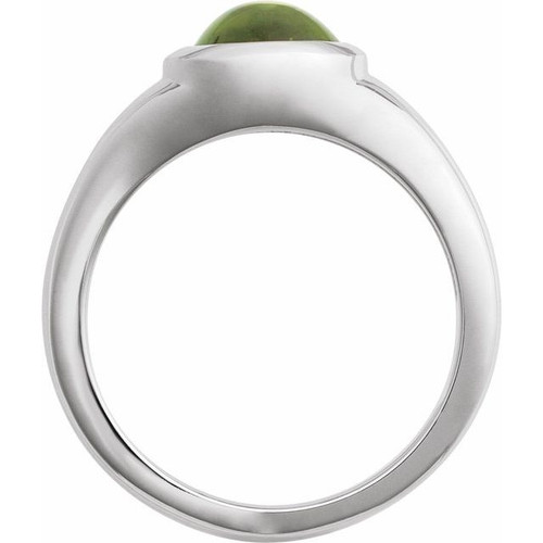 Sterling Silver 8x6 mm Natural Peridot Ring