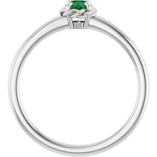 Sterling Silver Lab-Grown Emerald Solitaire Rope Ring