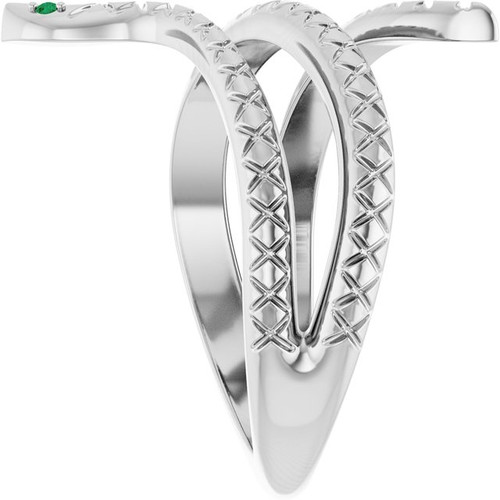 Sterling Silver Natural Emerald Snake Ring
