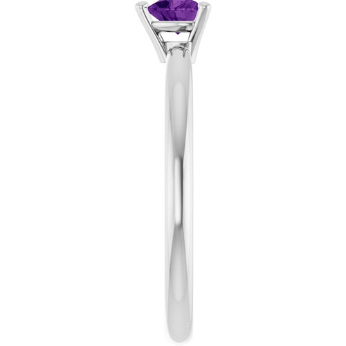 Sterling Silver Natural Amethyst Heart Solitaire Ring