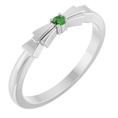 Sterling Silver Natural Green Tourmaline Stackable Ring