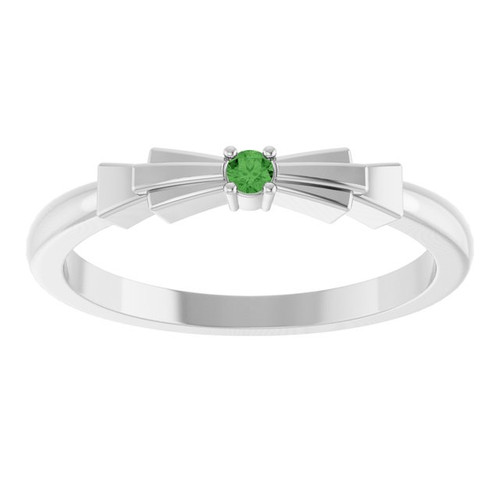 Sterling Silver Natural Green Tourmaline Stackable Ring