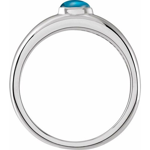 Sterling Silver Natural London Blue Topaz Cabochon Dome Ring