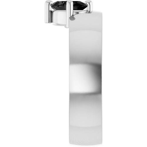 Sterling Silver Natural Black Onyx Asymmetric Solitaire Ring