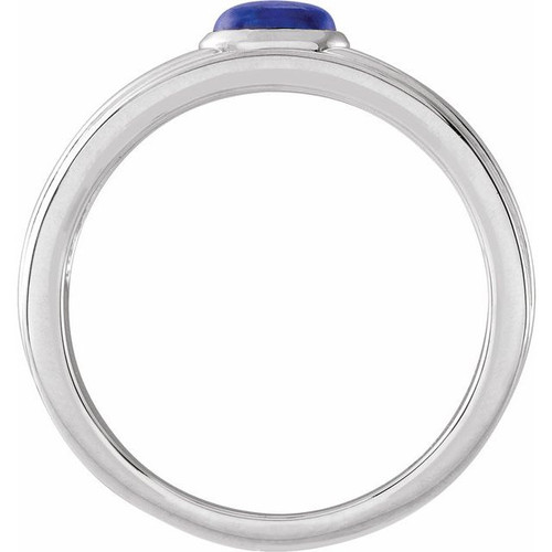 Sterling Silver 5x3 mm Oval Natural Lapis Cabochon Ring