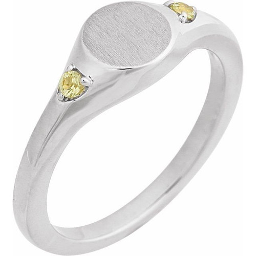 Sterling Silver Engravable Natural Peridot Signet Ring