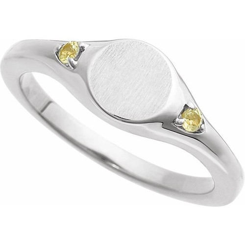 Sterling Silver Engravable Natural Peridot Signet Ring