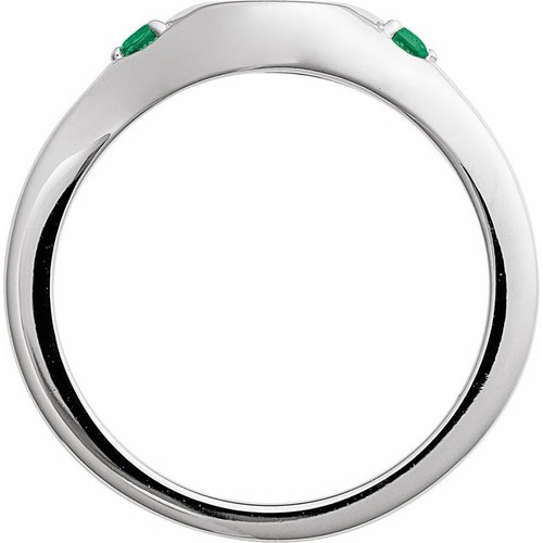Sterling Silver Engravable Lab-Grown Emerald Signet Ring