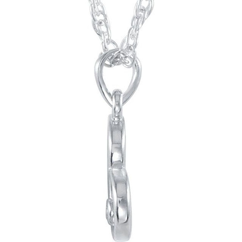 Sterling Silver .015 CT Natural Diamond Heart 18" Necklace