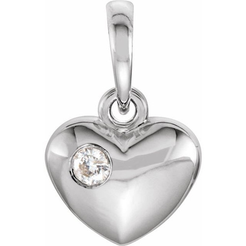 Sterling Silver .03 Carat Diamond Heart Pendant