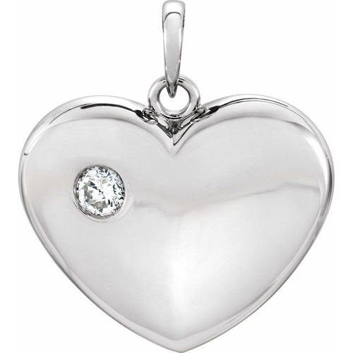 Sterling Silver .03 Carat Diamond Heart Pendant