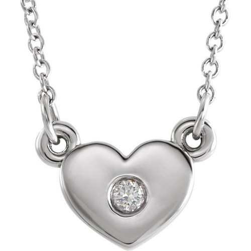 Sterling Silver .03 Carat Diamond Heart 16" Necklace