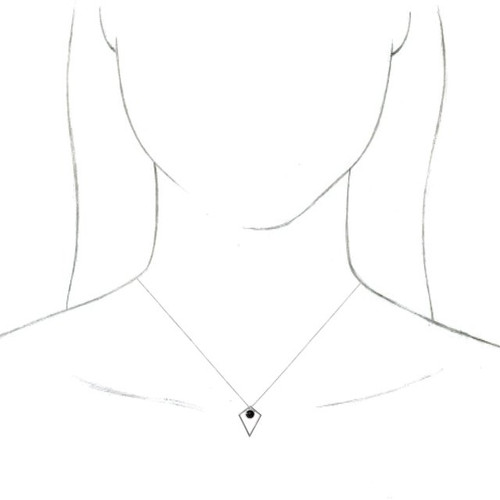 Sterling Silver Natural Black Onyx Cabochon Pyramid 16-18" Necklace