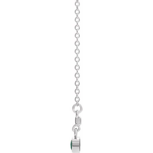 Sterling Silver Lab-Grown Emerald Bezel-Set Bar 18" Necklace