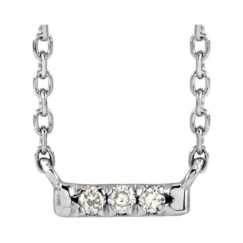 Sterling Silver .03 CTW Natural Diamond French-Set Bar 16" Necklace 