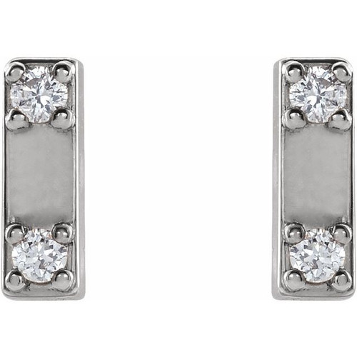 Sterling Silver .03 CTW Natural Diamond Two-Stone Bar Earrings