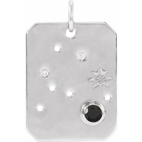 Sterling Silver Natural Black Spinel & .01 CTW Natural Diamond Aquarius Constellation Pendant