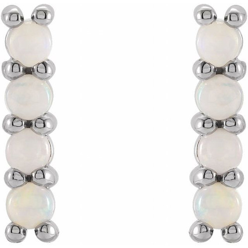 Sterling Silver Natural Ethiopian Opal Bar Earrings