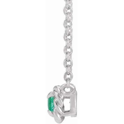 Sterling Silver 4.5 mm Lab-Grown Emerald Claw-Prong Rope 18" Necklace