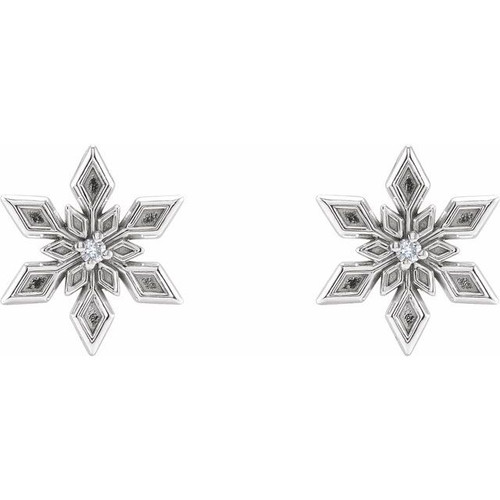Sterling Silver .0075 CTW Natural Diamond Snowflake Earrings