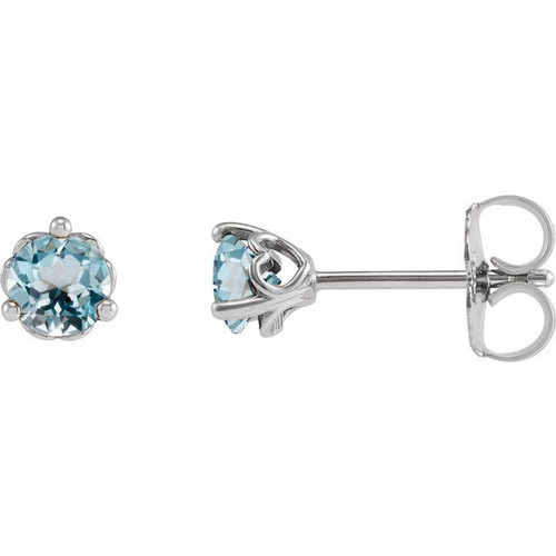 Sterling Silver 4 mm Natural Sky Blue Topaz Cocktail-Style Earrings