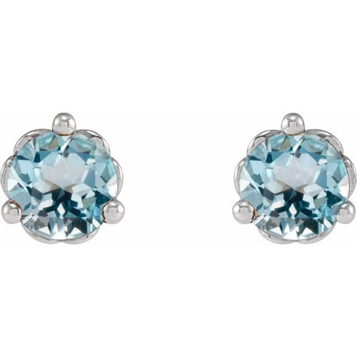 Sterling Silver 4 mm Natural Sky Blue Topaz Cocktail-Style Earrings
