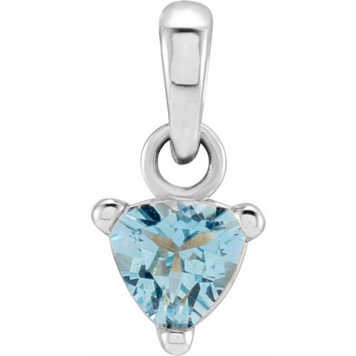Sterling Silver 4x4x4 mm Trillion Natural Aquamarine Pendant