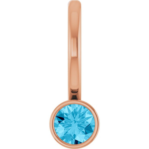 14K Rose Natural Aquamarine Charm/Pendant