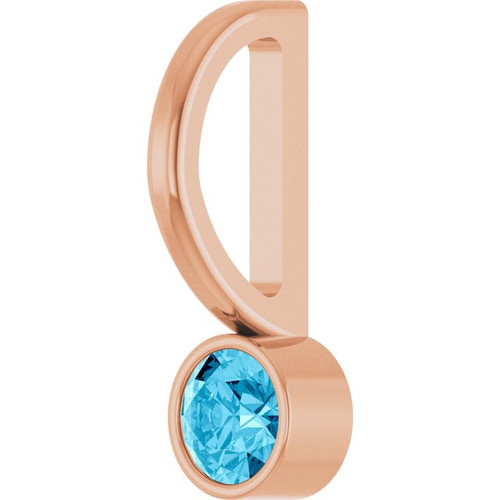 14K Rose Natural Aquamarine Charm/Pendant