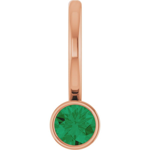 14K Rose Lab-Grown Emerald Charm/Pendant