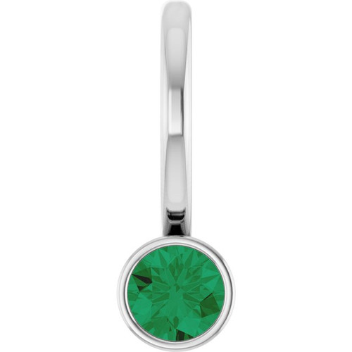 14K White Lab-Grown Emerald Charm/Pendant