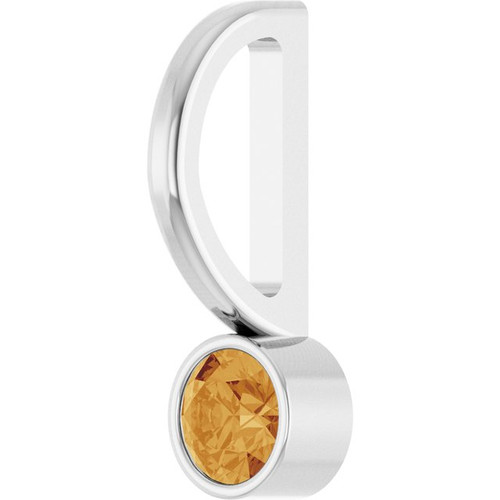 14K White Natural Citrine Charm/Pendant